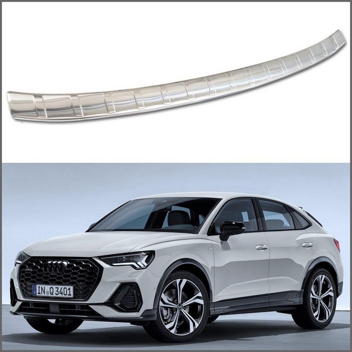 Захисна накладка на задній бампер для AUDI Q3 Sportback 2019+ /нерж.сталь/