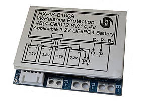BMS контролер (плата захисту lifepo4 3.2V) 4S 100A з балансуванням HX-4S-B100A