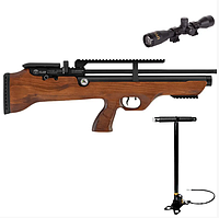 Пневматична гвинтівка PCP Hatsan FlashPup-W Set (4.5мм, 30 Дж, з насосом Hatsan та прицілом 4x32)