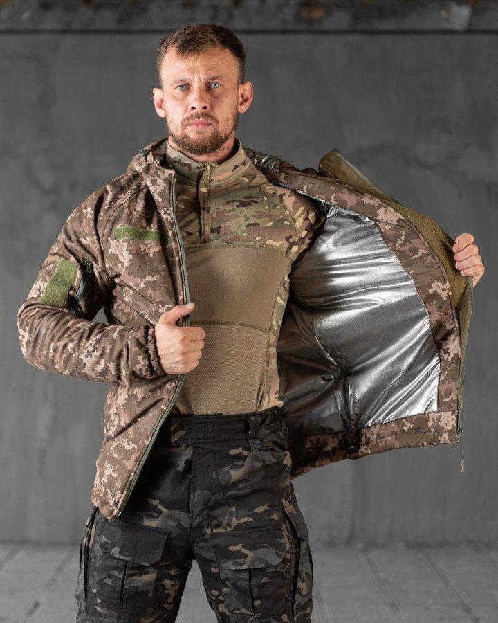 Зимова чоловіча тактична куртка Softshell OMNI-HEAT піксель -