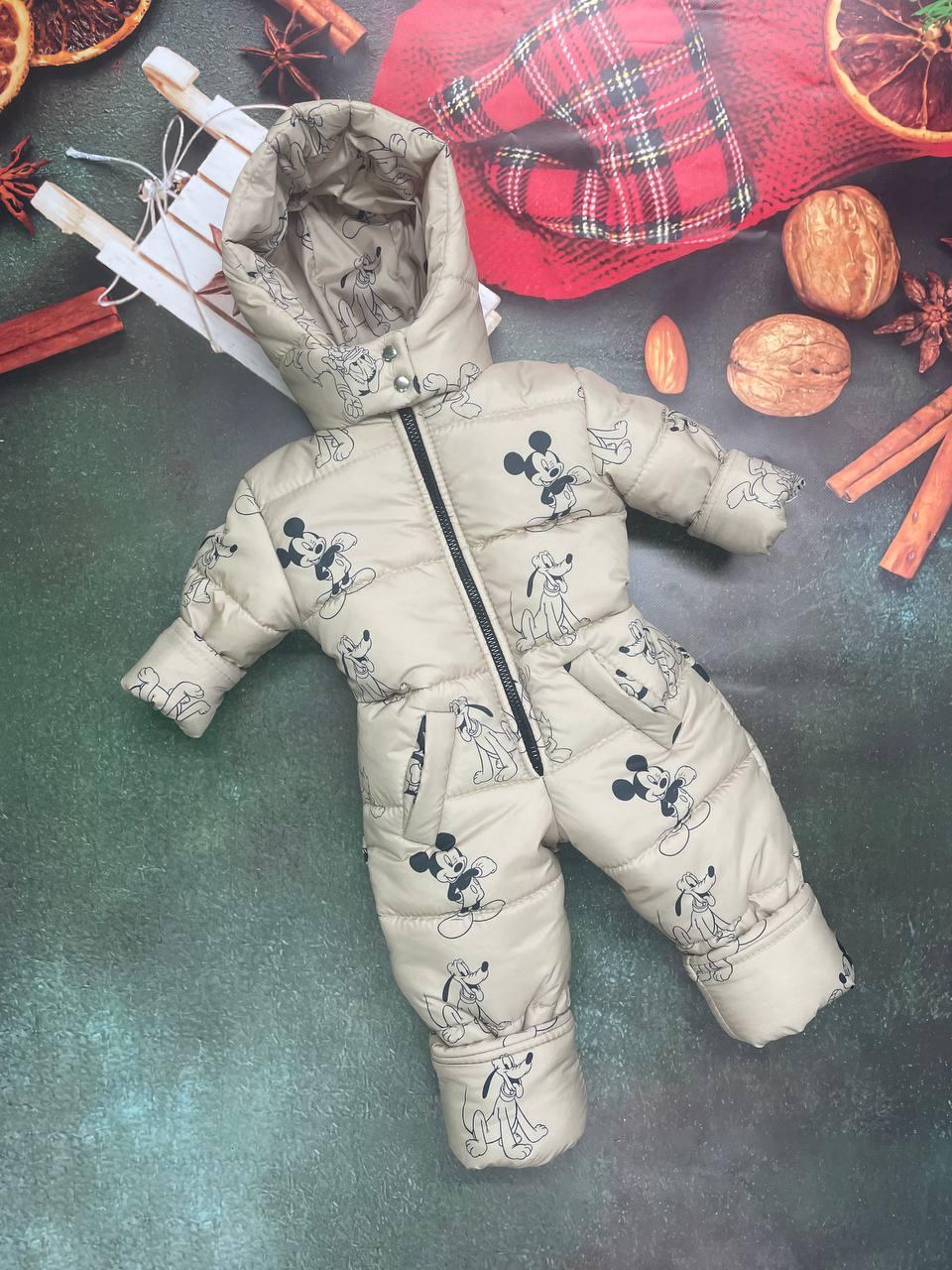 Зимовий дитячий теплий комбінезон від 1 року 80-86 86-92 92-98 98-104 розмір з капюшоном