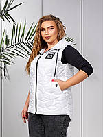 Жіноча демісезонна коротка жилетка-безрукавка з капюшоном великих розмірів (р.48-58). Арт-1815/9