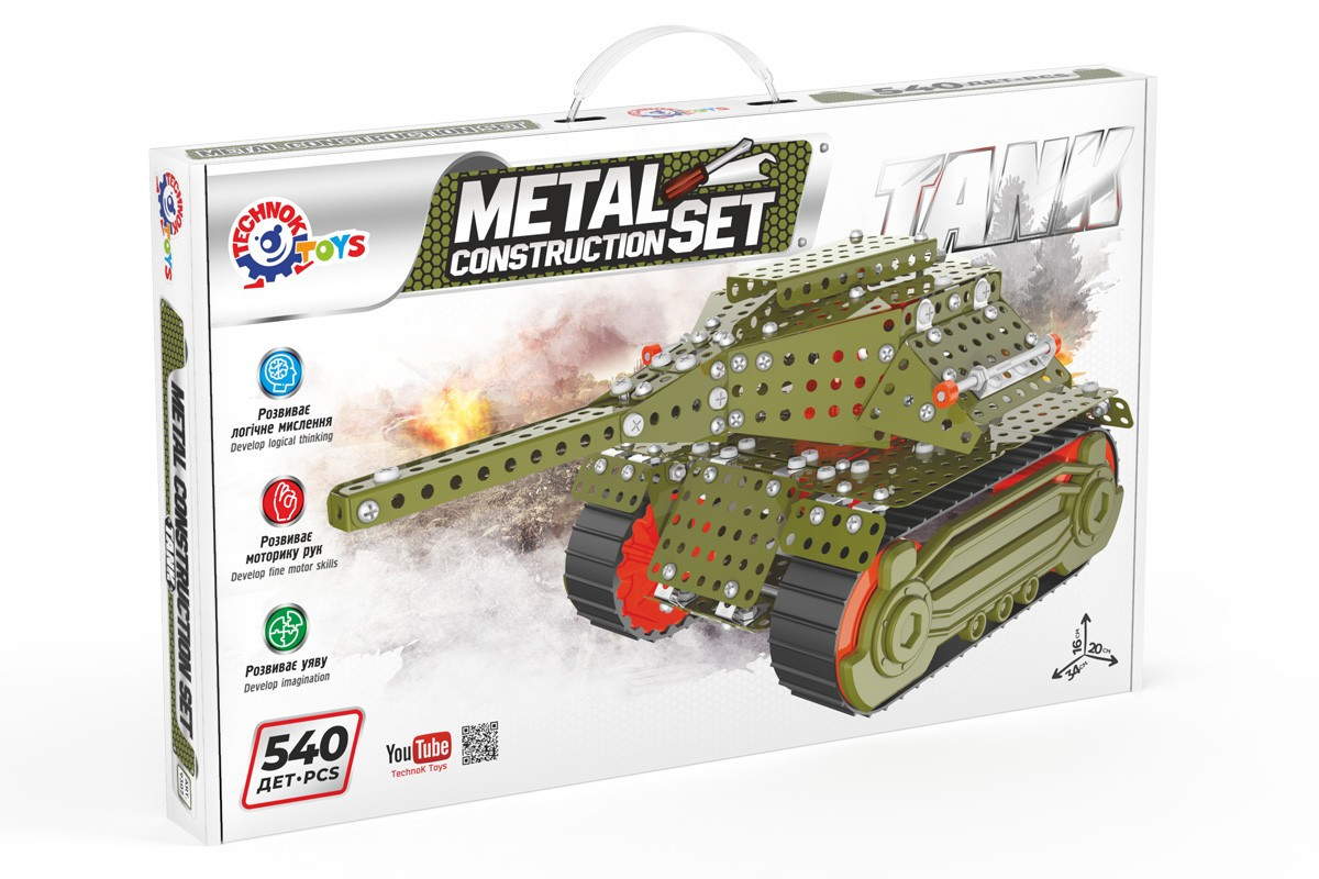 Конструктор металевий "Танк", 540 дет. Технок, 9307, фото 1