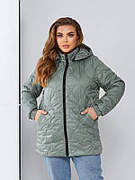 Демісезонна стильна стьобана жіноча куртка великих розмірів із капюшоном (р.48-58). Арт-1820/9
