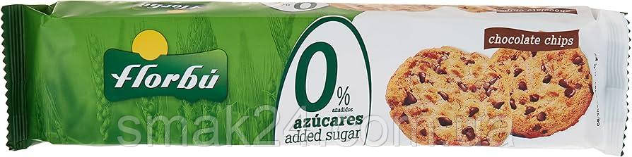 Печиво з шоколадними чипсами БЕЗ САХАРА Florbu Chocolate Chips 0% azucares 150 г Іспанія