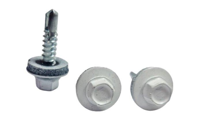Саморіз покр. з шайбою EPDM для металу RAL ТАЙВАНЬ 5,5х25(9003) (250шт)