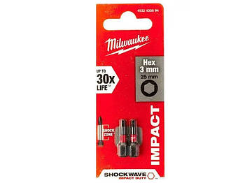 Біта "Milwaukee" HEX3,0х25мм (2шт)