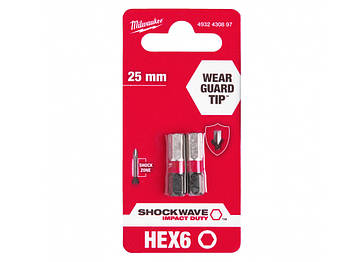 Біта "Milwaukee" HEX6,0х25мм (2шт)