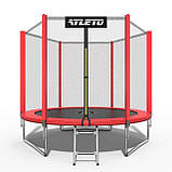 Батут дитячий з сіткою 374 см Atleto червоний + в подарунок м'ячик, фото 9