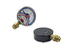 Термоманометр для котла радіальний Icma 91258AD06120, 0-6 бар, 0-120°C, 1/2", Ø80 мм