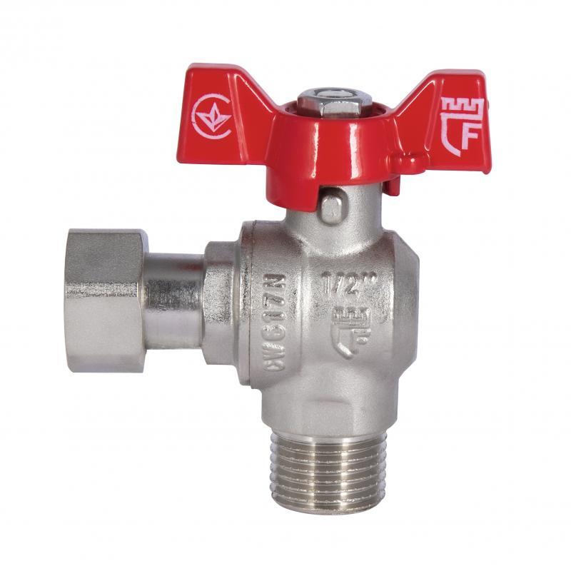 Кран кульовий Thermo Alliance Forte для води кутовий з накидною гайкою 1/2"ВЗ SF224W15