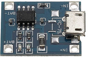 Модуль заряджання Micro-USB 5В 1А для Li-ion акумуляторів 18650 TP4056 із захистом