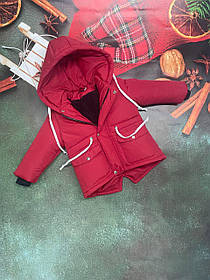 Дитяча зимова курточка парка на махрі з капюшоном розмір 80-86 86-92 92-98 98-104 см