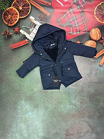 Дитяча зимова курточка парка на махрі з капюшоном розмір 80-86 86-92 92-98 98-104 см