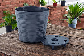 Горщик для квітів зі вставкою низький "Ф'южн" 1,6л d16*14,5см (граніт)