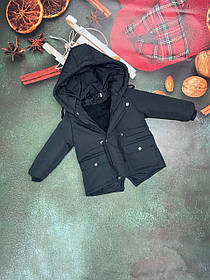 Дитяча зимова курточка парка на махрі з капюшоном розмір 80-86 86-92 92-98 98-104 см