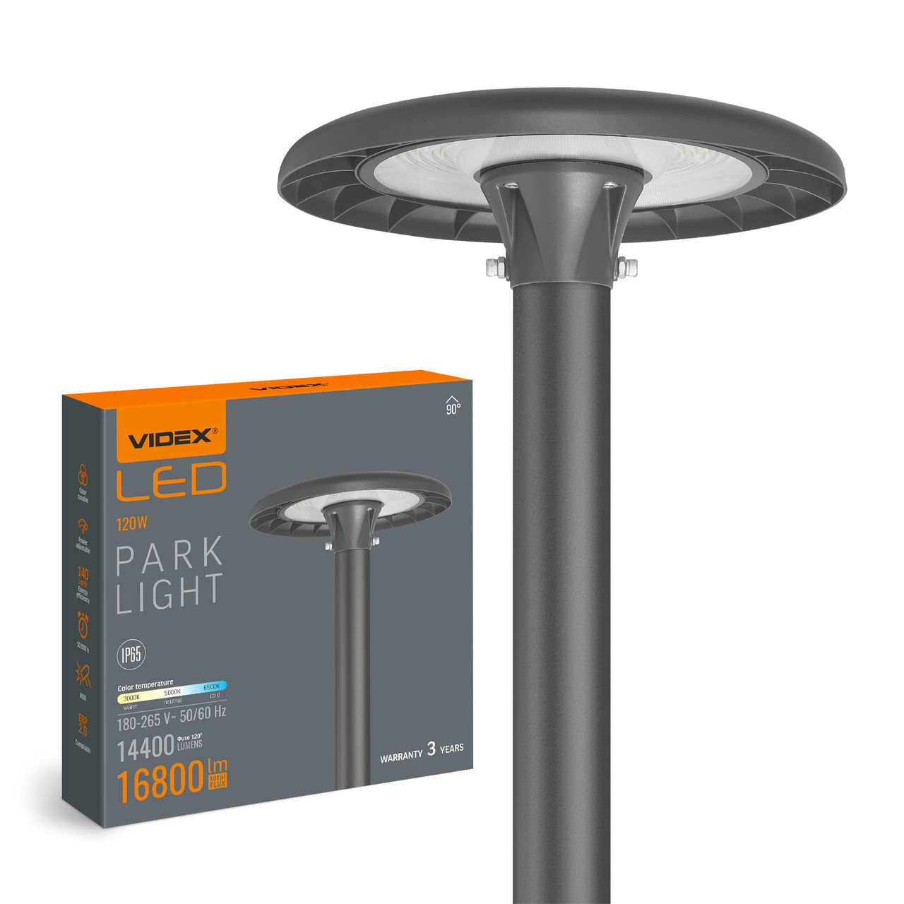 LED світильник парковий Videx SLP01 IP65 120W 16800Lm 3000/5000/6500K 220V
