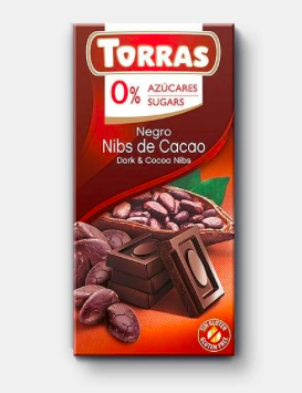 Шоколад чорний Torras з какао-бобами без цукру 😍 75 гр. Іспанія