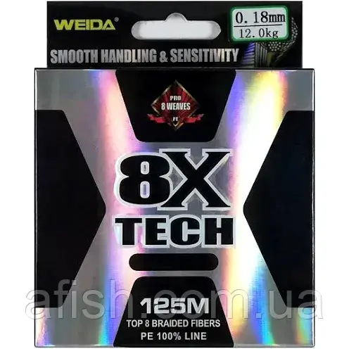 Шнур WEIDA 8x Tech 125м 0,08мм 3,8 кг темно-зелений