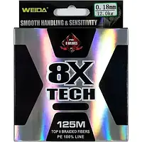 Шнур WEIDA 8x Tech 125м 0,08мм 3,8 кг темно-зелений