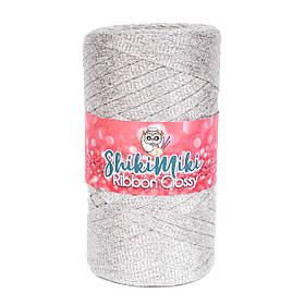 Трикотажний плоский шнур Ribbon Glossy, колір Світле срібло