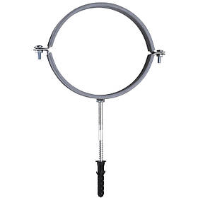 Хомут у зборі CR 6| (158-168 мм) з гвинтом-шурупом 8*100 і дюбелем у уп., сірий