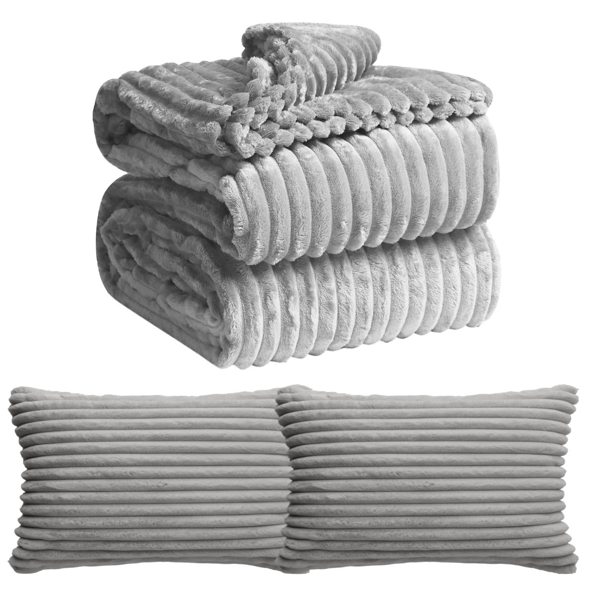 Набір плед двоспальний і дві наволочки KITUA "Шарпея" Сірий