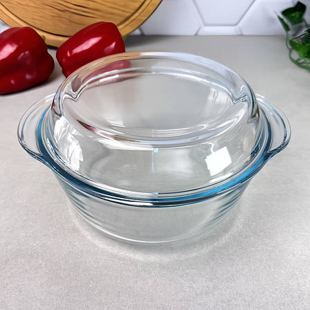 Скляна форма з кришкою з жароміцного скла Pasabahce Borcam 2.1л, фото 1