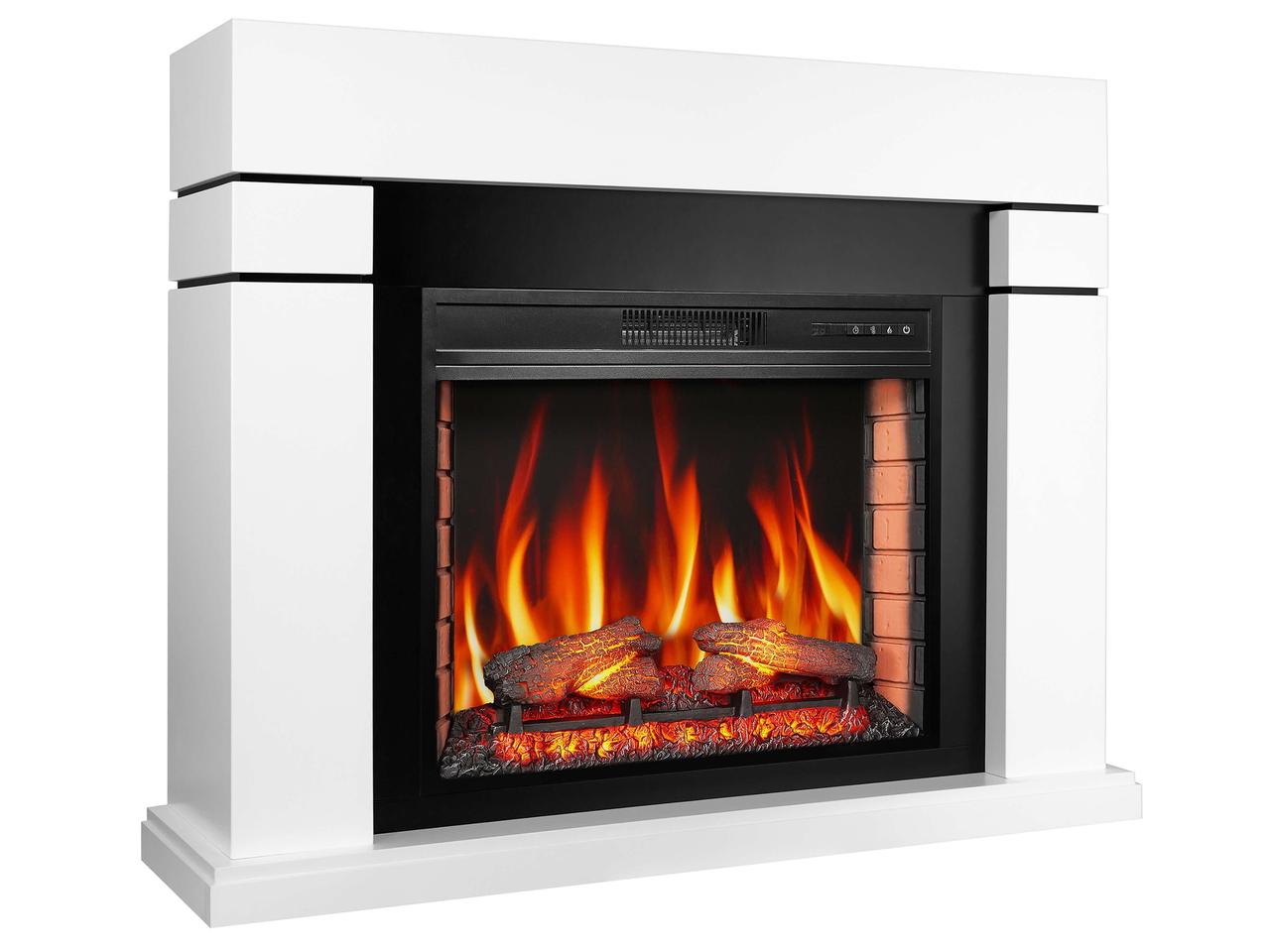 Камінокомплект ArtiFlame Lindos AF28S білий з обігрівом і звуком горіння вогню, фото 1