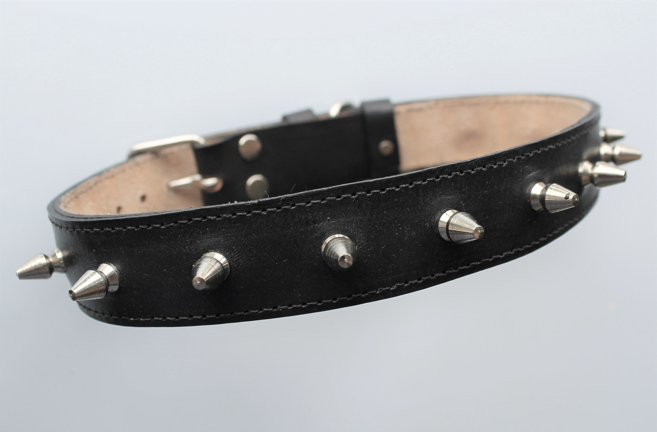 Шкіряний брутальний нашийник ручної роботи "Lockdog" з шипами, фото 1