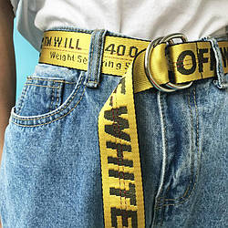 Тканевый ремень в стиле OFF WHITE желтый