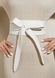 Жіночий пояс кушак з натуральної шкіри білий