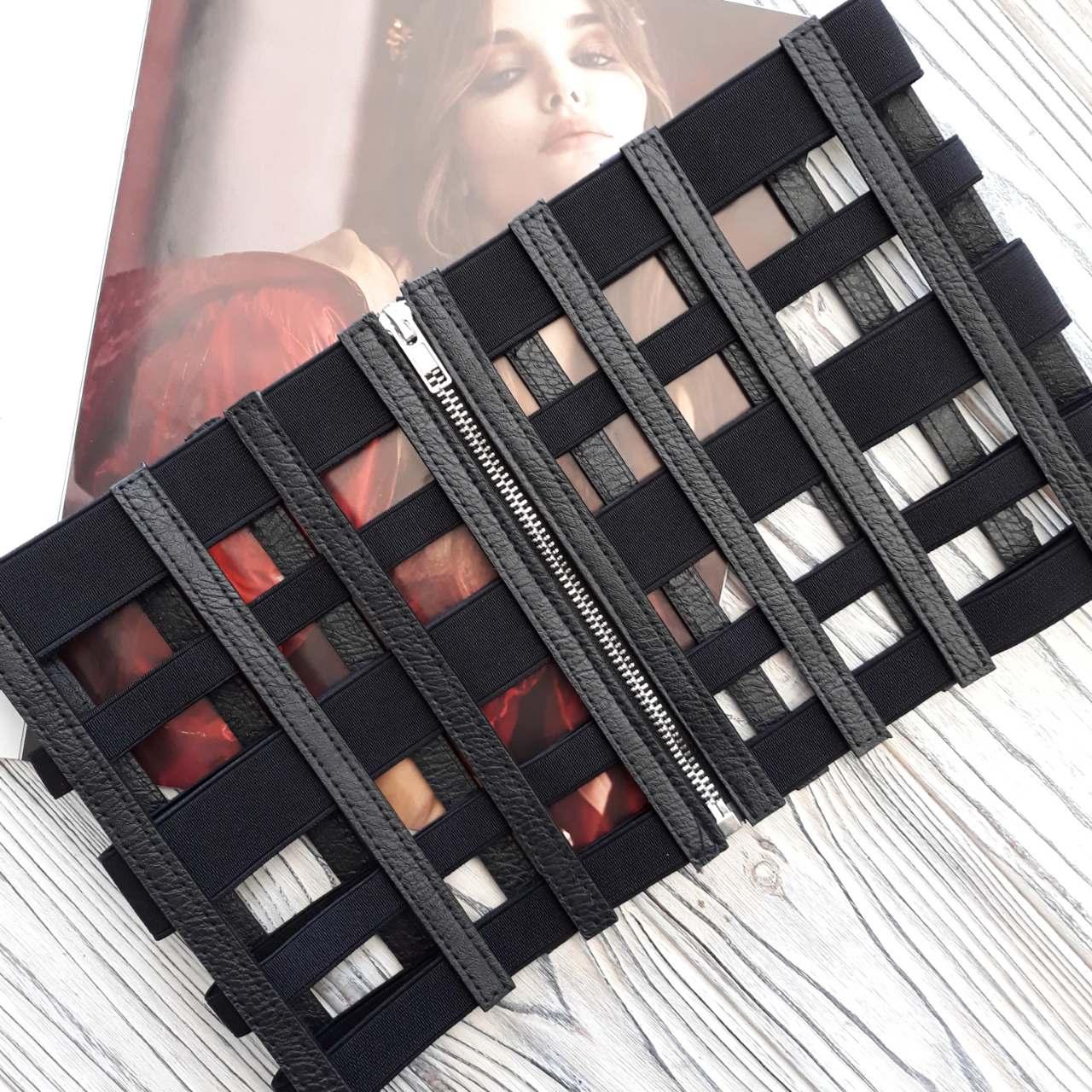 Жіночий пояс-корсет широкий шкіра + резинка, фото 1