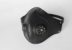 Шкіряна чоловіча маска, респіратор "Стімпанк" чорна