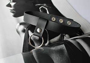 Жіночий чокер з кільцем шкіряний