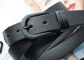 Ексклюзивний жіночий ремінь ручної роботи з натуральної чорної шкіри з чорною пряжкою