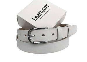 Ексклюзивний жіночий ремінь "Bianco" з натуральної білої шкіри (ручна робота)