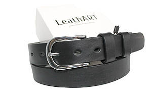 Жіночий ремінь ручної роботи "Sinfonia" з натуральної чорної шкіри — ексклюзивний стиль.