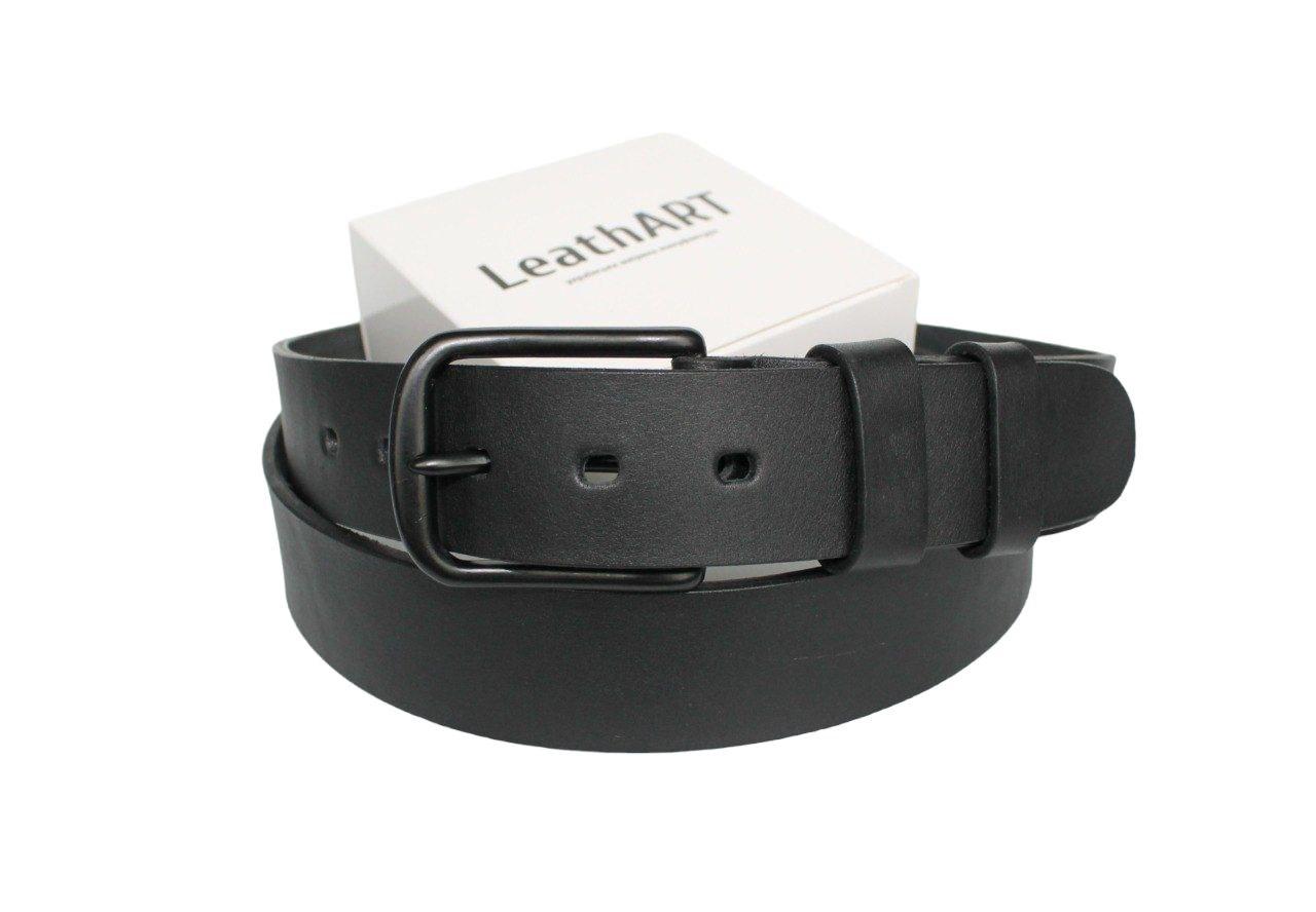 Чоловічий шкіряний ремінь "Lusso" чорний, фото 1