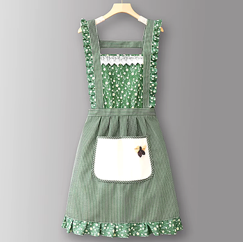 Жіночий фартух для кухні, фартух на кухню, красиві фартухи для кухні з декором зелений