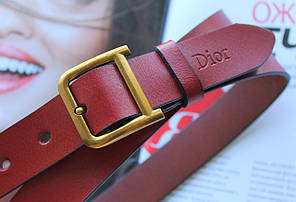 Жіночий шкіряний ремінь, ширина 2.5 см червоний