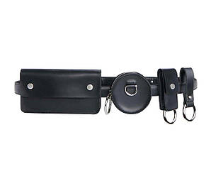 Жіночий шкіряний ремінь з кишенями "Assistente" чорний