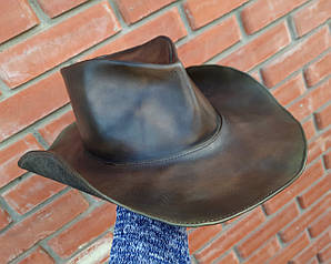 Ковбойський шкіряний капелюх ручної роботи хакі