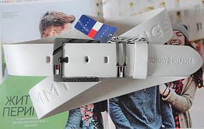 Шкіряний ремінь із тисненням Том для джинсів білий