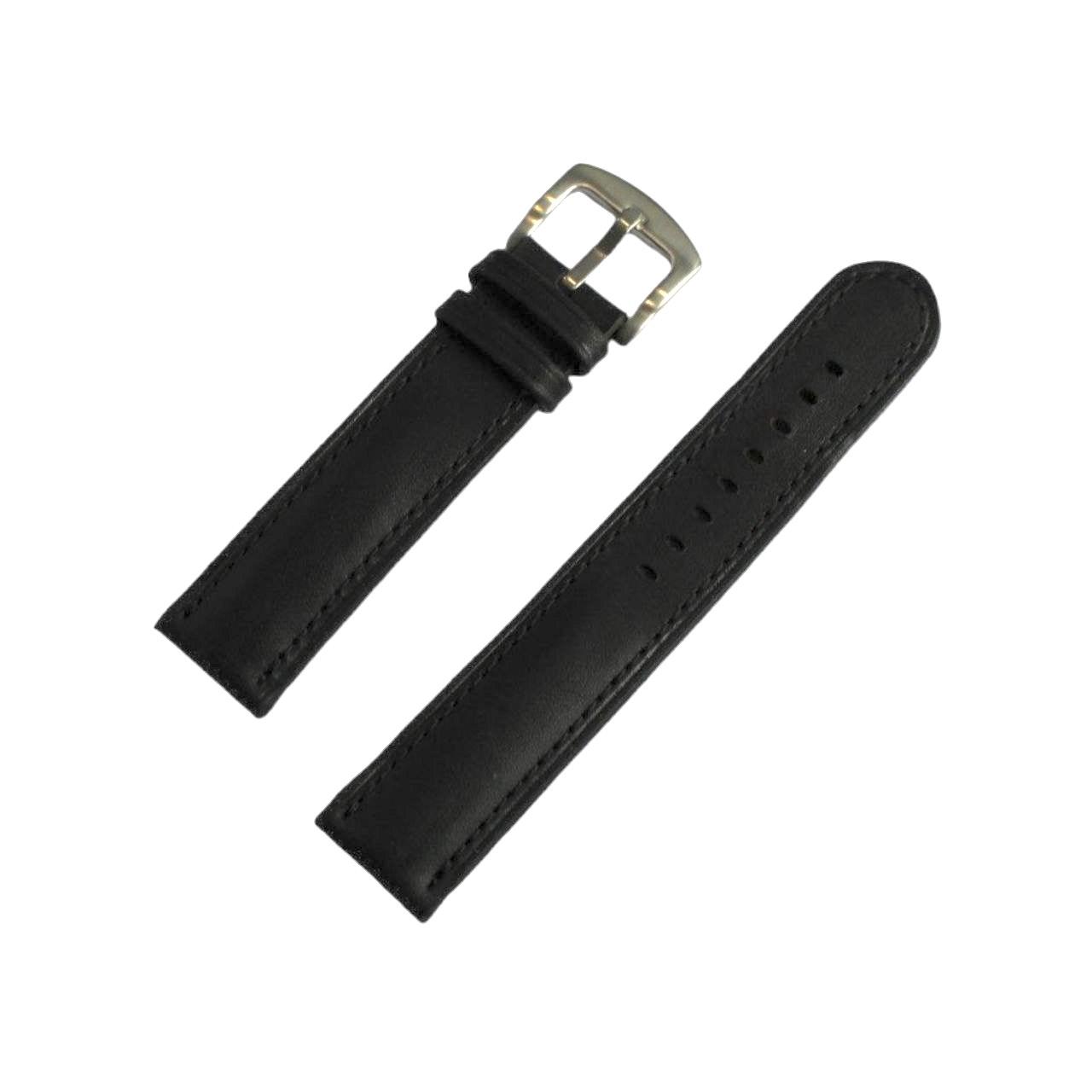 Шкіряний ремінець для чоловічого годинника чорний класичний, фото 1