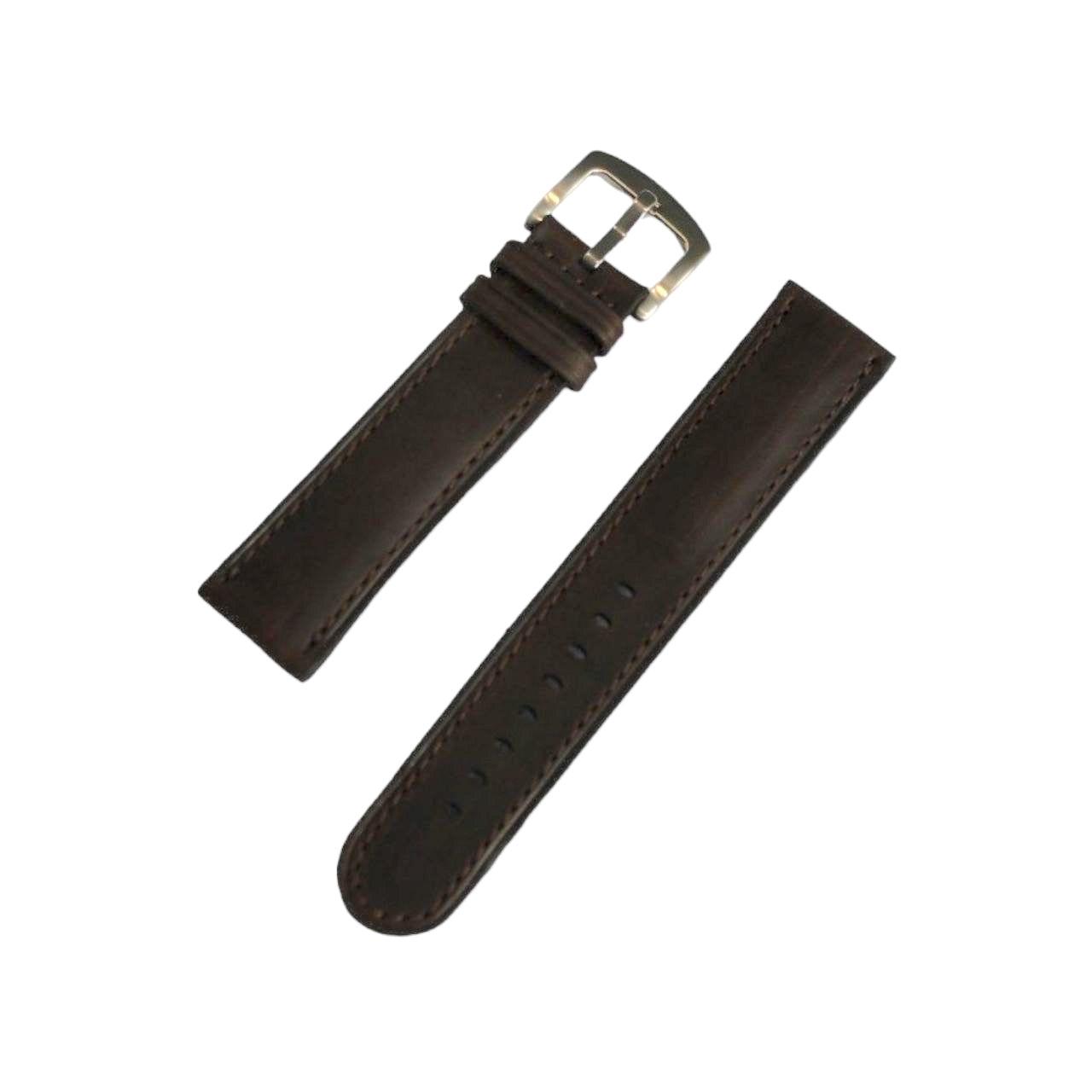 Шкіряний ремінець для чоловічого годинника темно-коричневий, фото 1