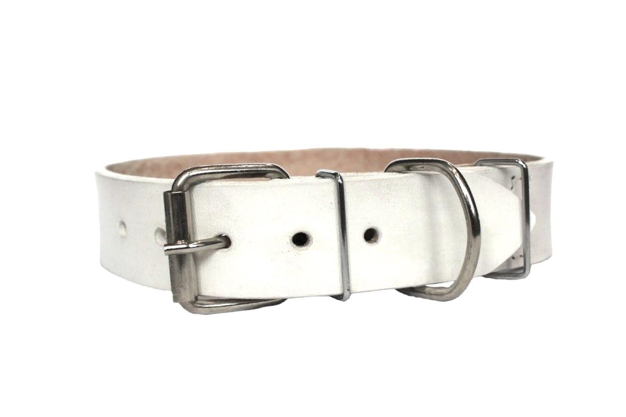 Шкіряний нашийник для собак білий, фото 1