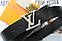Кожаный ремень LV унисекс черный, фото 3