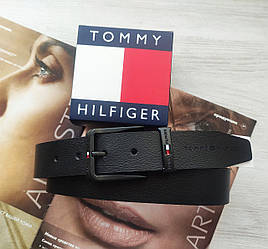 Чоловічий ремінь Tommy Hilf з чорною пряжкою в коробці