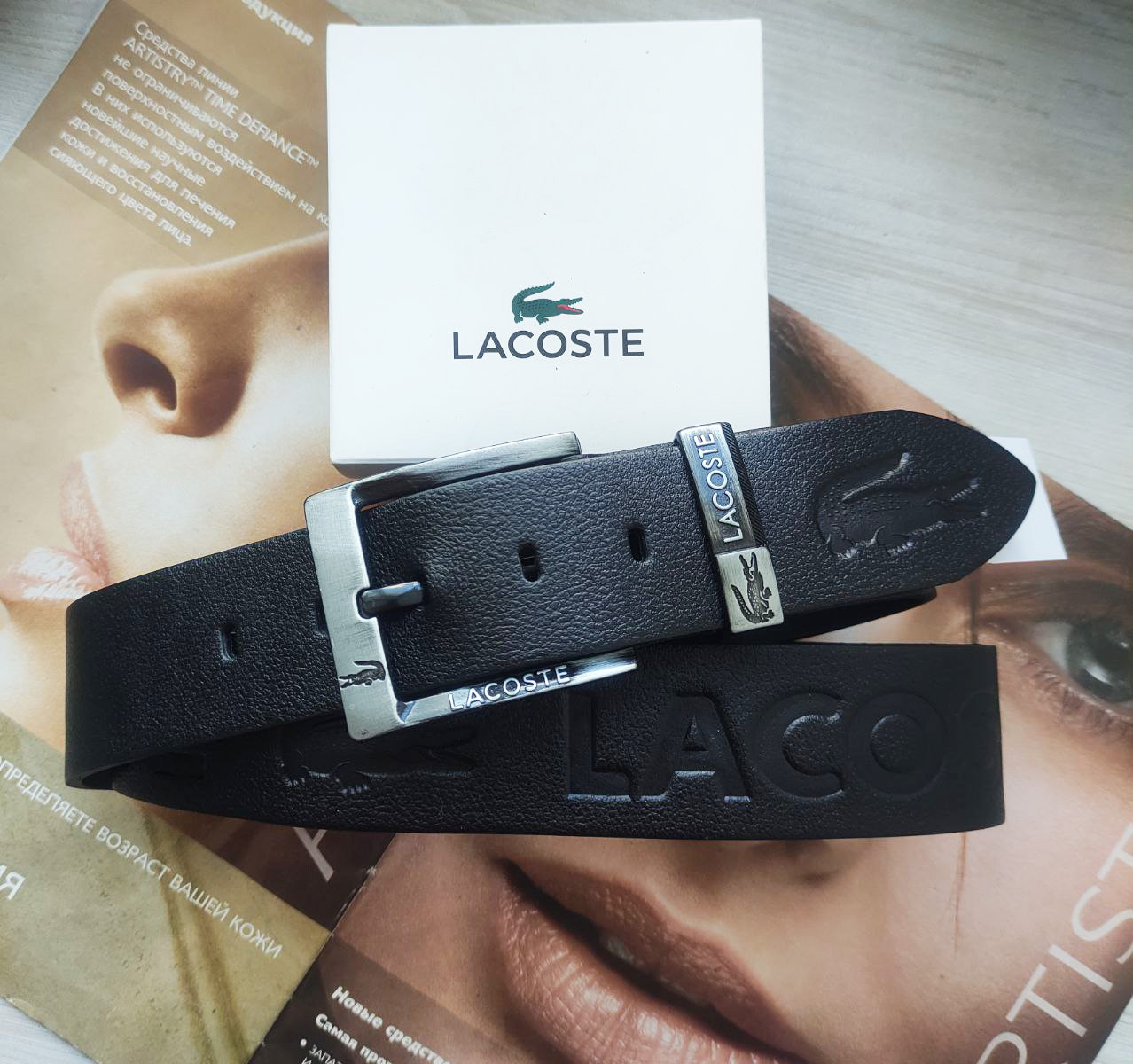Чоловічий шкіряний ремінь Lacoste для джинсів
